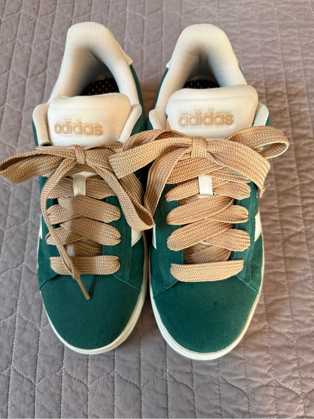 adidas Women’s Grand Court Alpha Suede Sneakers in Green and Cream - Picture 3 of 9